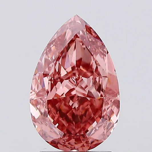 2,16 ct birnenförmiger, im Labor gezüchteter Diamant (Farbe: Fancy Intense Brownish Pink, Reinheit: VS1, IGI-zertifiziert)