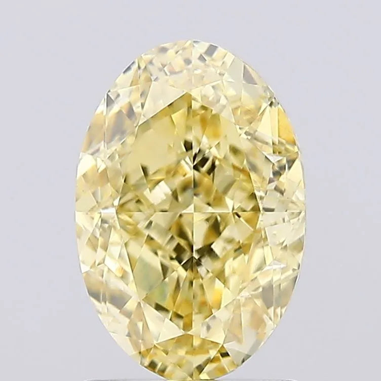 Diamant ovale de 1,63 ct (couleur jaune intense, pureté VS2, certifié IGI)