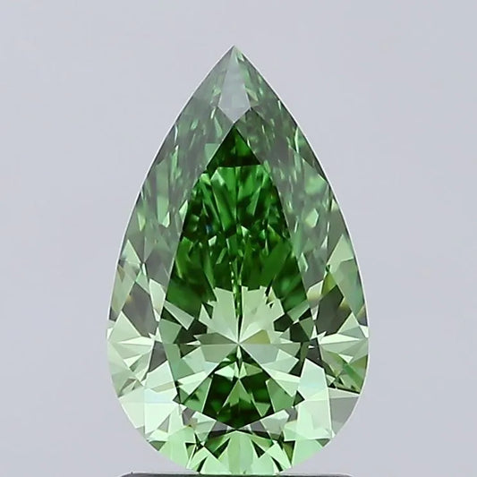 1.52ct Pear Lab Grown Diamond (Colour Fancy Vivid Green, Clarity VVS2, IGI Certified)