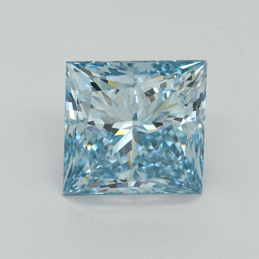 Lab-Grown Princess Diamond - 6.03 Carats, Fancy Vivid Blue Color, VS1 Clarity - Certified by IGI - Report Number: LG636438460