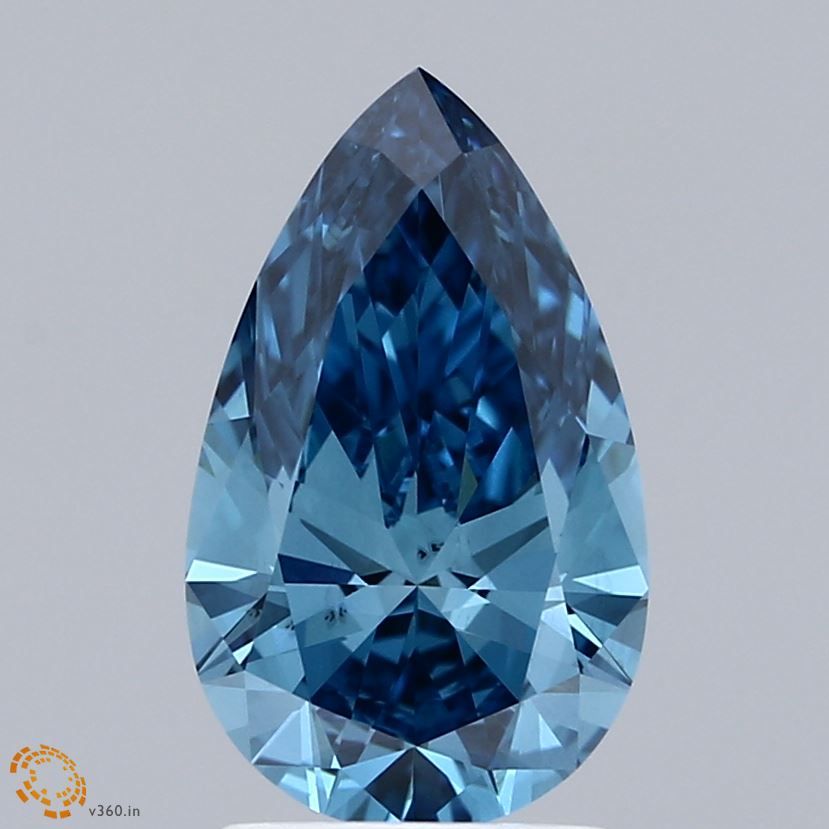 Lab-Grown Pear Diamond - 2.05 Carats, Fancy Vivid Blue Color, VS2 Clarity - Certified by IGI - Report Number: LG671462704