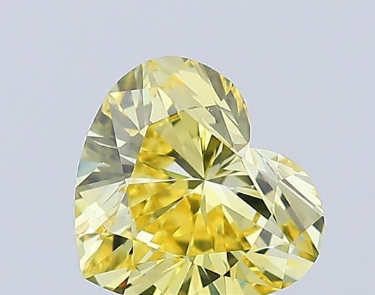 Lab-Grown Heart Diamond - 1.23 Carats, Fancy Vivid Yellow Color, VVS1 Clarity - Certified by IGI - Report Number: LG627448429