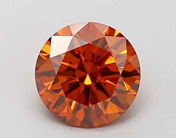 Lab-Grown Round Diamond - 0.97 Carats, Fancy Vivid Orange Color, SI1 Clarity - Certified by IGI - Report Number: LG671439868