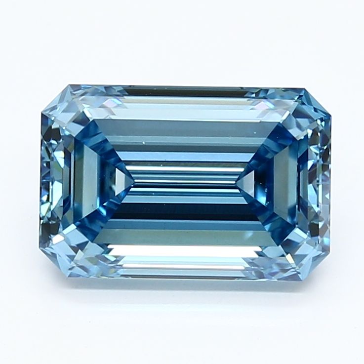 Lab-Grown Emerald Diamond - 3.09 Carats, Fancy Vivid Blue Color, VS1 Clarity - Certified by IGI - Report Number: LG640462217