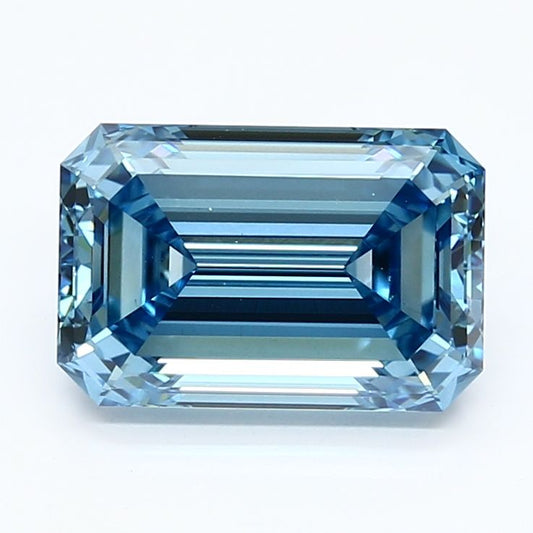 Lab-Grown Emerald Diamond - 3.09 Carats, Fancy Vivid Blue Color, VS1 Clarity - Certified by IGI - Report Number: LG640462217