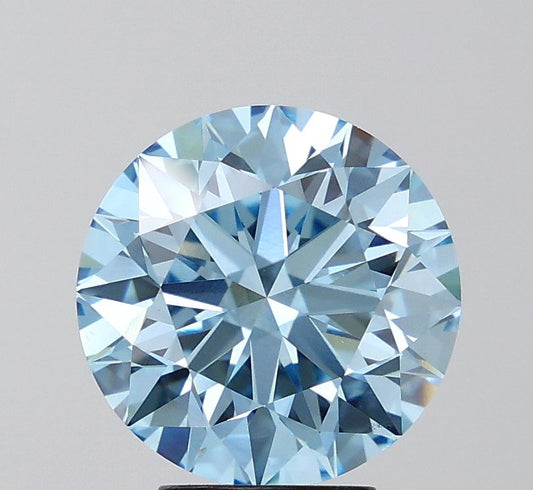 Lab-Grown Round Diamond - 4.52 Carats, Fancy Vivid Blue Color, VS1 Clarity - Certified by IGI - Report Number: LG677502241