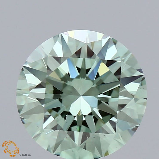 Lab-Grown Round Diamond - 2.98 Carats, Fancy Vivid Green Color, VS1 Clarity - Certified by IGI - Report Number: LG614314059
