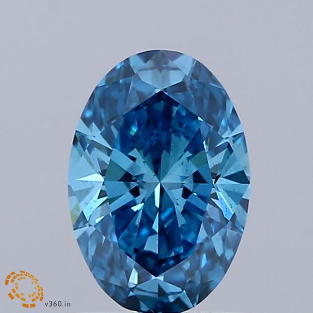 Lab-Grown Oval Diamond - 1.02 Carats, Fancy Vivid Blue Color, VS2 Clarity - Certified by IGI - Report Number: LG671498864