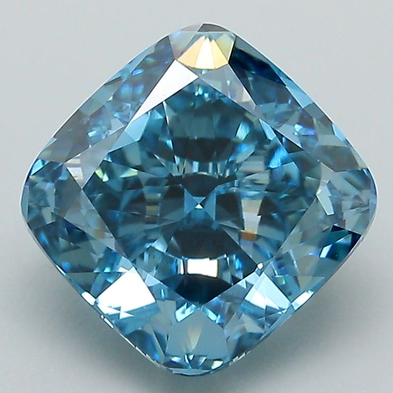 Lab-Grown Cushion Diamond - 3.5 Carats, Fancy Vivid Blue Color, VVS2 Clarity - Certified by IGI - Report Number: LG621451783