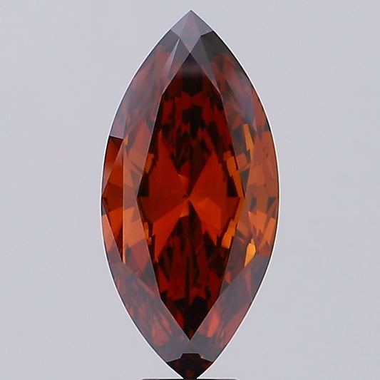 Lab-Grown Marquise Diamond - 8.0 Carats, Fancy Vivid Brownish Orange Color, VS1 Clarity - Certified by IGI - Report Number: LG613360626
