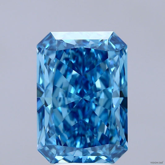 Lab-Grown Radiant Diamond - 7.0 Carats, Fancy Vivid Blue Color, VVS2 Clarity - Certified by IGI - Report Number: LG689579234