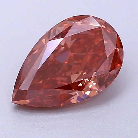 Lab-Grown Pear Diamond - 1.57 Carats, Fancy Vivid Brownish Pink Color, VS2 Clarity - Certified by IGI - Report Number: LG649496416