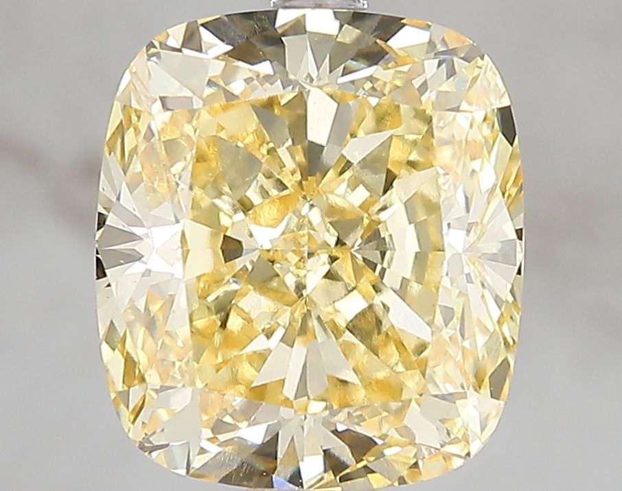 Lab-Grown Cushion Diamond - 4.04 Carats, Fancy Vivid Yellow Color, VVS2 Clarity - Certified by IGI - Report Number: LG671493405