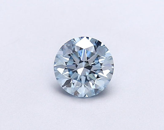 Lab-Grown Round Diamond - 0.53 Carats, Fancy Vivid Blue Color, VS2 Clarity - Certified by IGI - Report Number: LG677505774