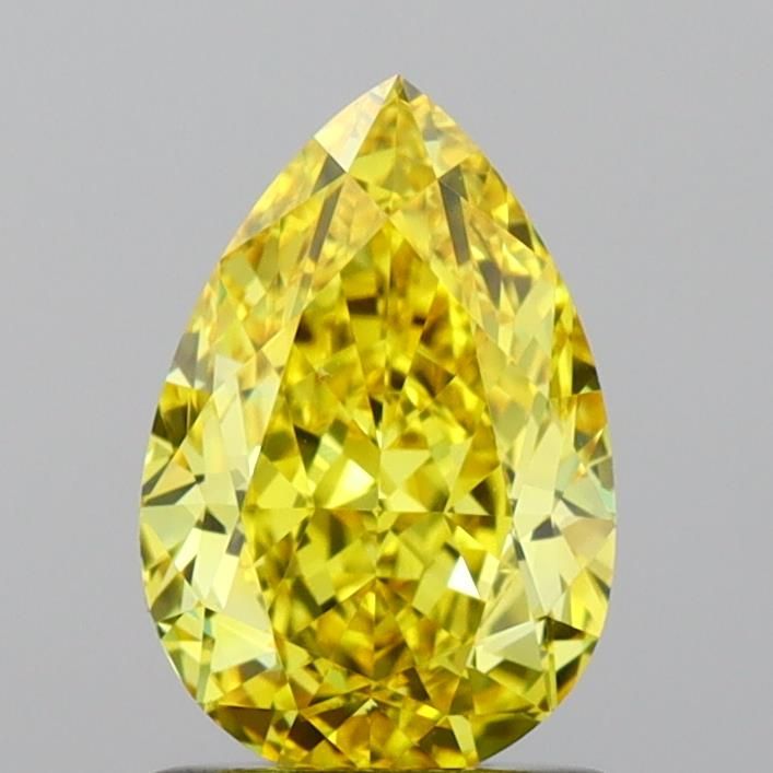 Lab-Grown Pear Diamond - 1.52 Carats, Fancy Vivid Yellow Color, VVS2 Clarity - Certified by IGI - Report Number: LG658493126
