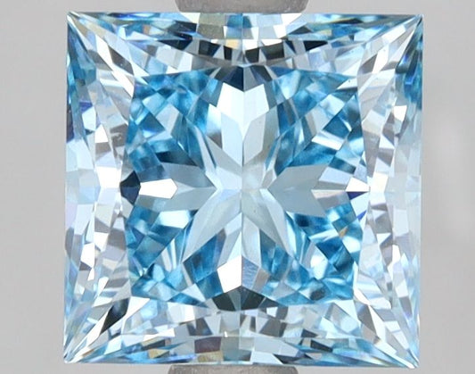 Lab-Grown Princess Diamond - 2.55 Carats, Fancy Vivid Blue Color, VVS2 Clarity - Certified by IGI - Report Number: LG649426527