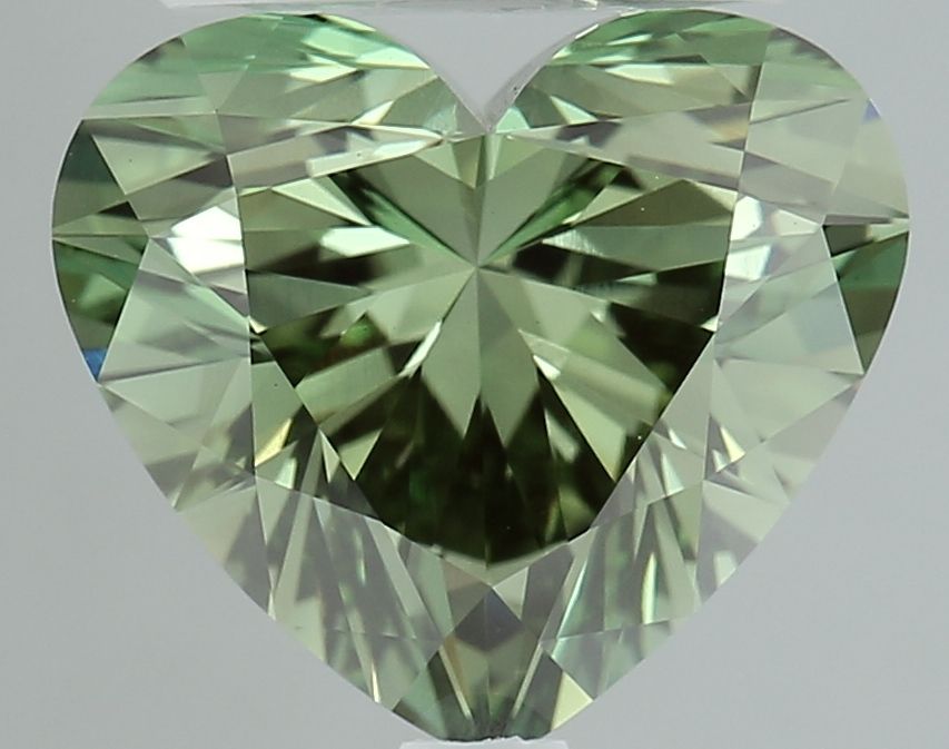Lab-Grown Heart Diamond - 3.02 Carats, Fancy Vivid Green Color, VVS2 Clarity - Certified by IGI - Report Number: LG639446733