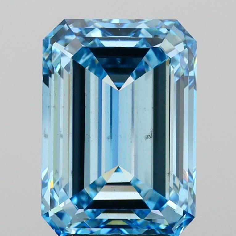 Lab-Grown Emerald Diamond - 5.01 Carats, Fancy Vivid Blue Color, VS2 Clarity - Certified by IGI - Report Number: LG635423764