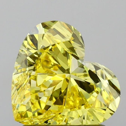 Lab-Grown Heart Diamond - 1.54 Carats, Fancy Vivid Yellow Color, VVS1 Clarity - Certified by IGI - Report Number: LG658495071