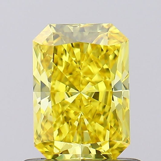 Lab-Grown Radiant Diamond - 0.7 Carats, Fancy Vivid Yellow Color, VS1 Clarity - Certified by IGI - Report Number: LG620491722