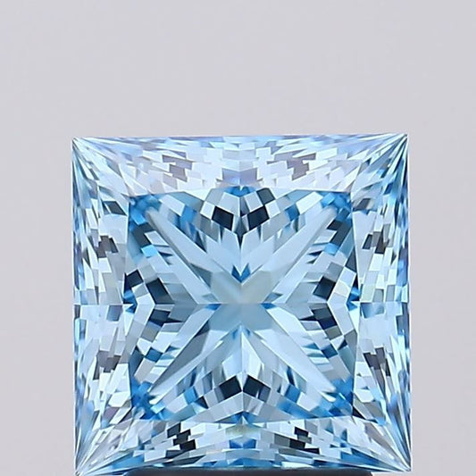 Lab-Grown Princess Diamond - 3.04 Carats, Fancy Vivid Blue Color, VVS1 Clarity - Certified by IGI - Report Number: LG606335519