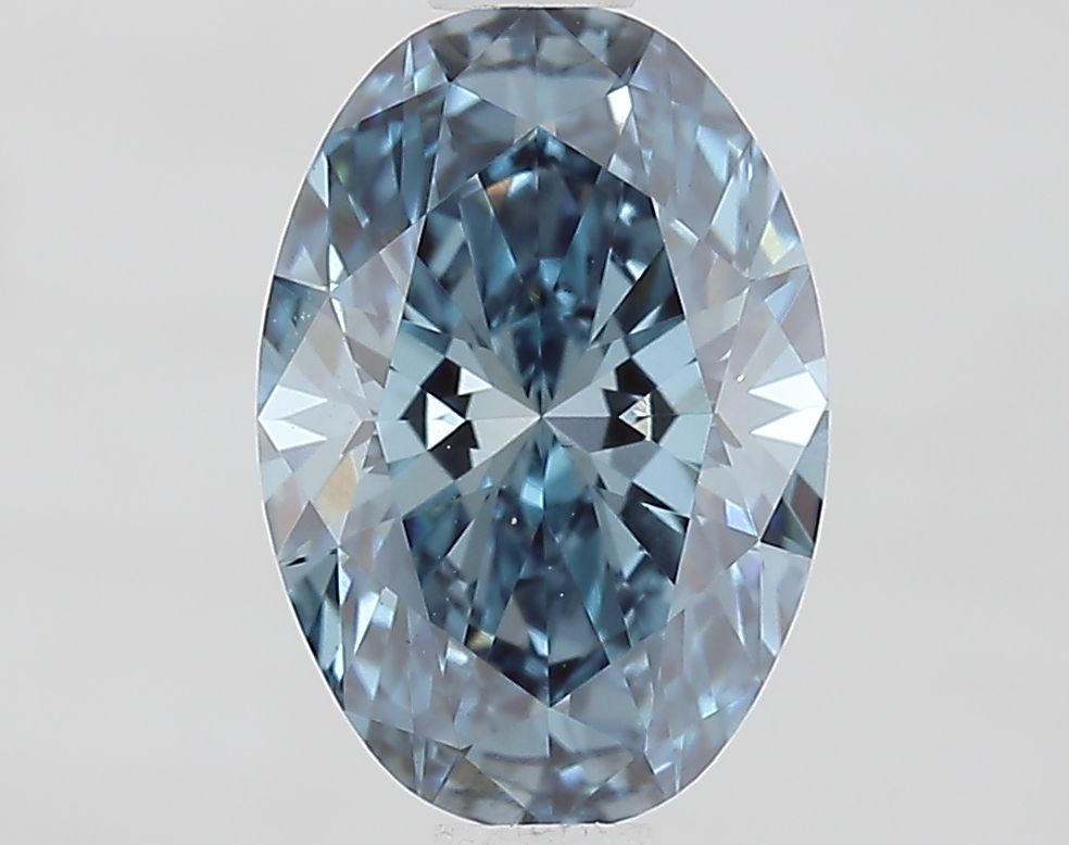 Lab-Grown Oval Diamond - 1.04 Carats, Fancy Vivid Blue Color, VS1 Clarity - Certified by IGI - Report Number: LG675505672