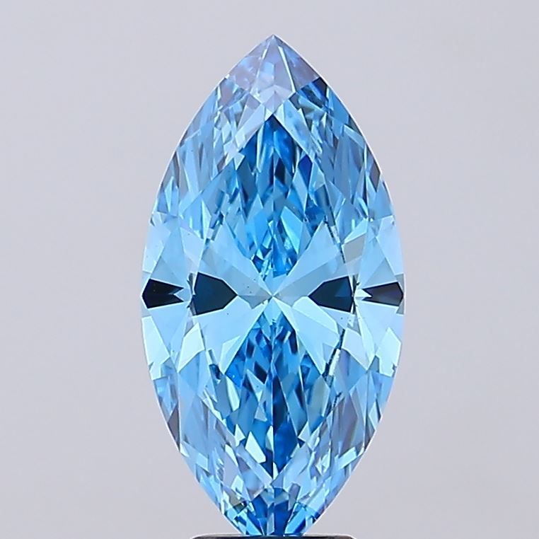 Lab-Grown Marquise Diamond - 5.08 Carats, Fancy Vivid Blue Color, VS1 Clarity - Certified by IGI - Report Number: LG680523626