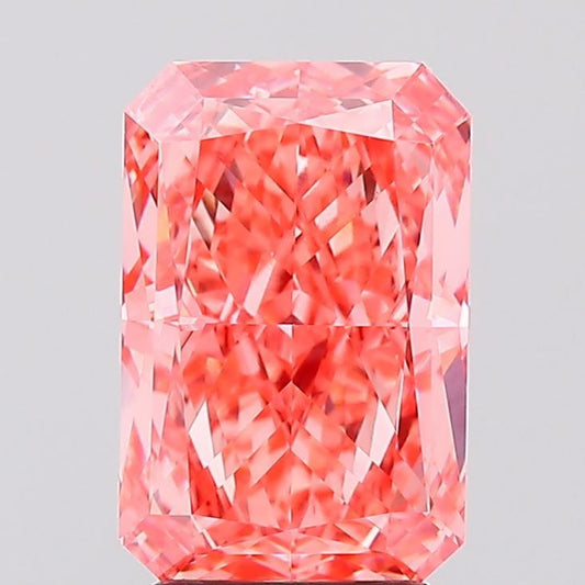 Lab-Grown Radiant Diamond - 3.51 Carats, Fancy Vivid Pink Color, VS1 Clarity - Certified by IGI - Report Number: LG638445377