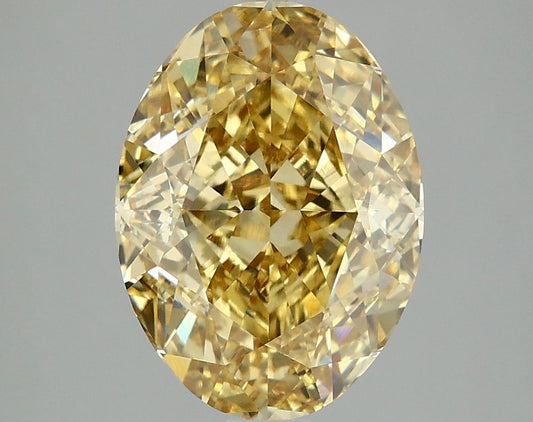 Lab-Grown Oval Diamond - 4.08 Carats, Fancy Vivid Yellow Color, VVS2 Clarity - Certified by IGI - Report Number: LG670482637