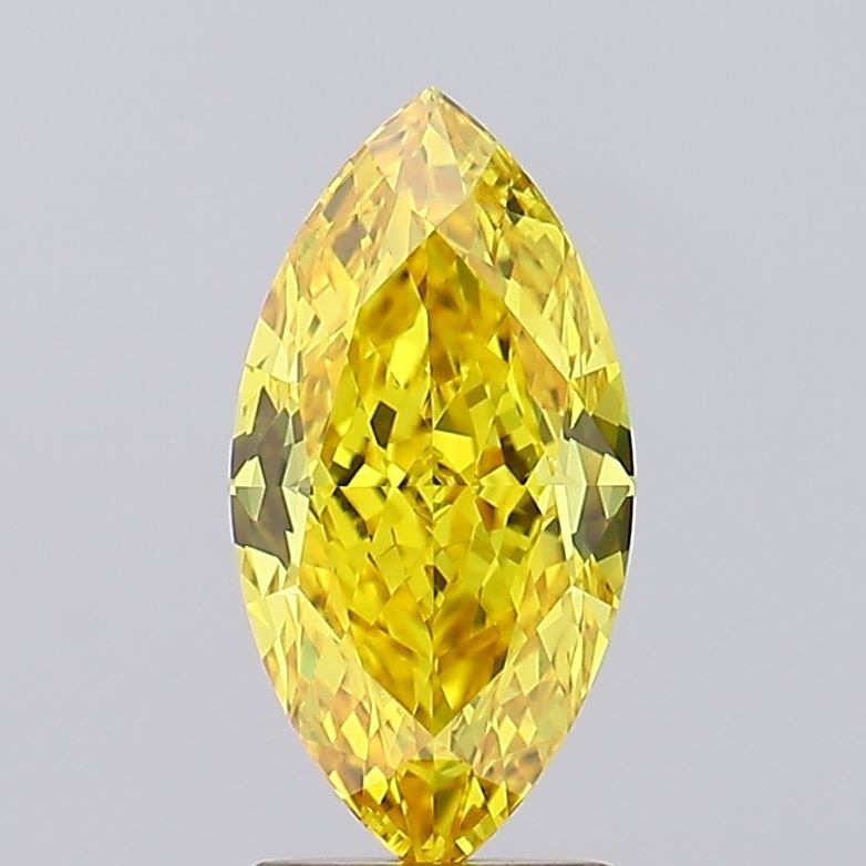 Lab-Grown Marquise Diamond - 2.1 Carats, Fancy Vivid Yellow Color, VS1 Clarity - Certified by IGI - Report Number: LG499117640