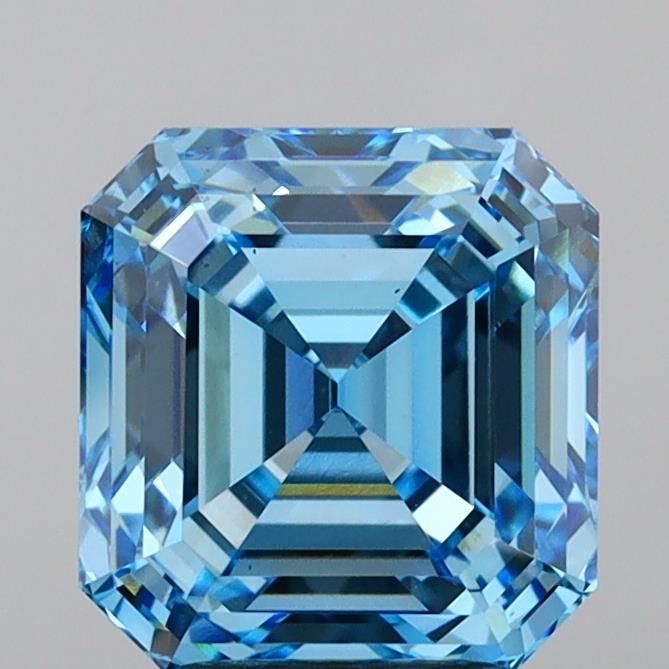 Lab-Grown Emerald Diamond - 3.55 Carats, Fancy Vivid Blue Color, VS1 Clarity - Certified by IGI - Report Number: LG639416108