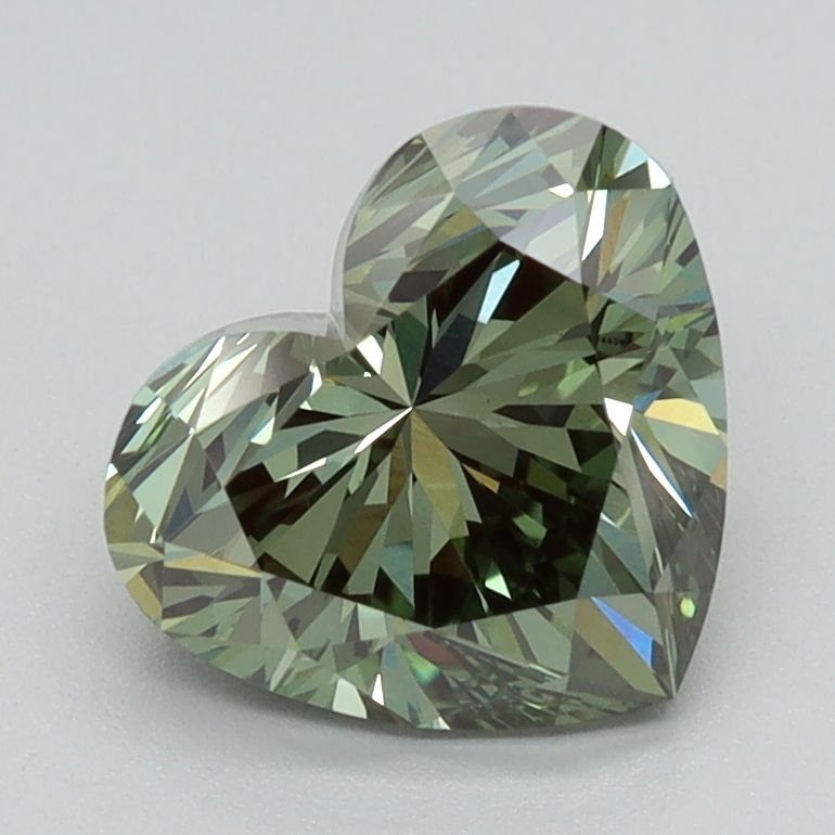 Lab-Grown Heart Diamond - 1.86 Carats, Fancy Green Color, VS1 Clarity - Certified by IGI - Report Number: LG626490564