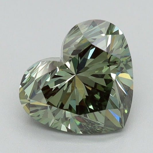 Lab-Grown Heart Diamond - 1.86 Carats, Fancy Green Color, VS1 Clarity - Certified by IGI - Report Number: LG626490564