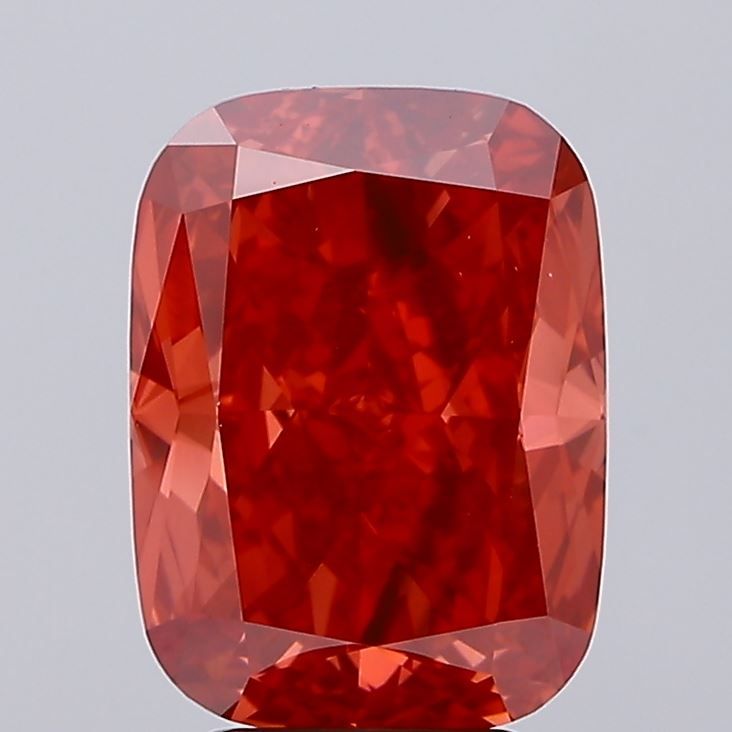 Lab-Grown Cushion Diamond - 4.65 Carats, Fancy Vivid Red Color, VS1 Clarity - Certified by IGI - Report Number: LG649425555