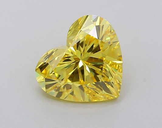 Lab-Grown Heart Diamond - 2.01 Carats, Fancy Vivid Yellow Color, VVS2 Clarity - Certified by IGI - Report Number: LG633485477