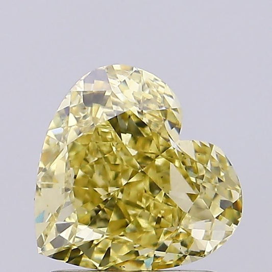 Lab-Grown Heart Diamond - 1.5 Carats, Fancy Intense Yellow Color, VS1 Clarity - Certified by IGI - Report Number: LG677541916
