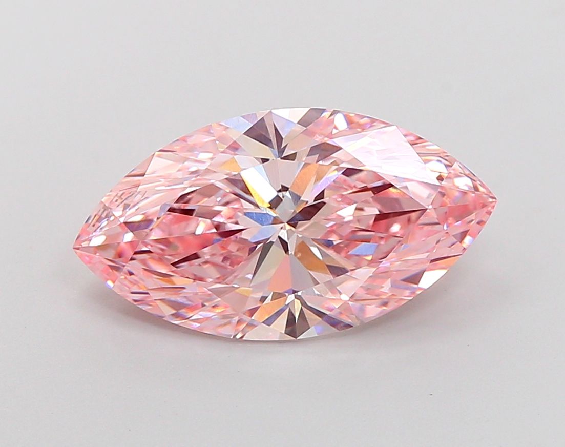 Lab-Grown Marquise Diamond - 4.02 Carats, Fancy Vivid Pink Color, VVS2 Clarity - Certified by IGI - Report Number: LG660440592