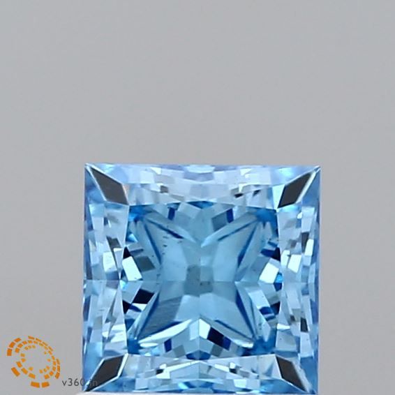 Lab-Grown Princess Diamond - 0.91 Carats, Fancy Vivid Blue Color, VS2 Clarity - Certified by IGI - Report Number: LG629435674