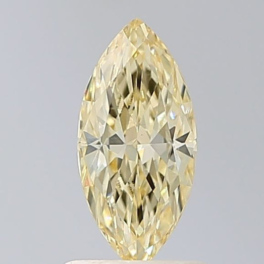 Lab-Grown Marquise Diamond - 0.93 Carats, Fancy Yellow Color, VVS2 Clarity - Certified by IGI - Report Number: LG675503736