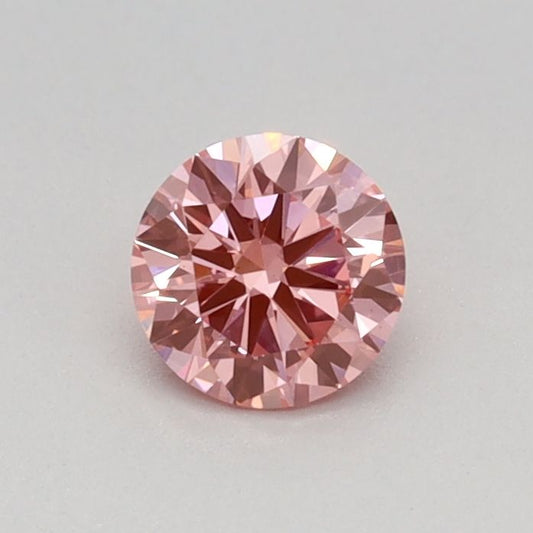 Lab-Grown Round Diamond - 0.3 Carats, Fancy Vivid Pink Color, VS2 Clarity - Certified by IGI - Report Number: LG670438677
