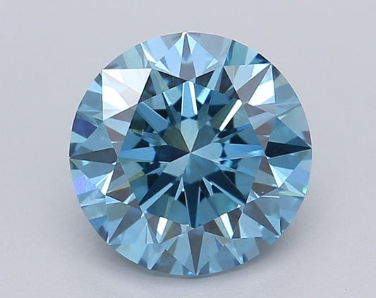 Lab-Grown Round Diamond - 1.97 Carats, Fancy Vivid Blue Color, VS1 Clarity - Certified by IGI - Report Number: LG615361328