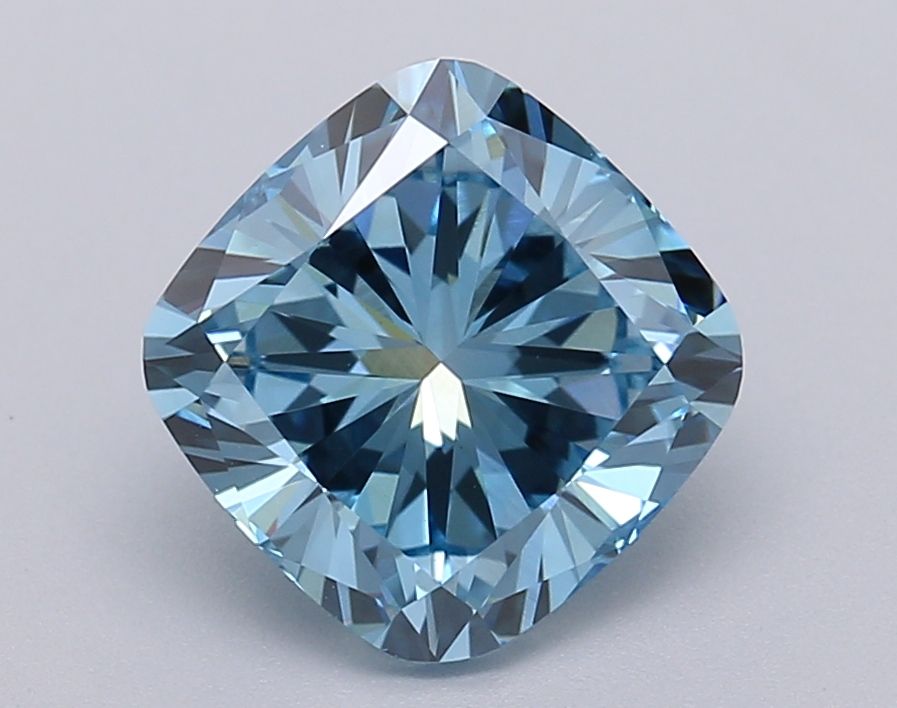 Lab-Grown Cushion Diamond - 2.01 Carats, Fancy Vivid Blue Color, VS1 Clarity - Certified by IGI - Report Number: LG608377110