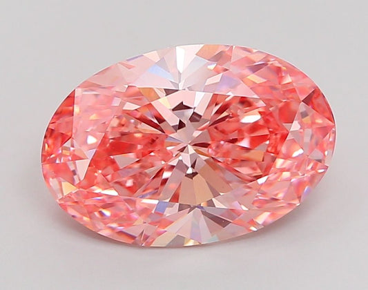 Lab-Grown Oval Diamond - 5.08 Carats, Fancy Vivid Pink Color, VVS2 Clarity - Certified by IGI - Report Number: LG663403997