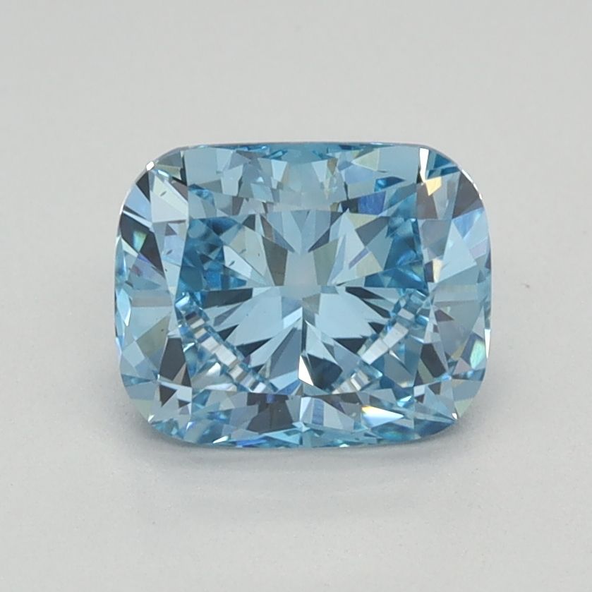 Lab-Grown Cushion Diamond - 0.98 Carats, Fancy Vivid Blue Color, VS2 Clarity - Certified by IGI - Report Number: LG586338180