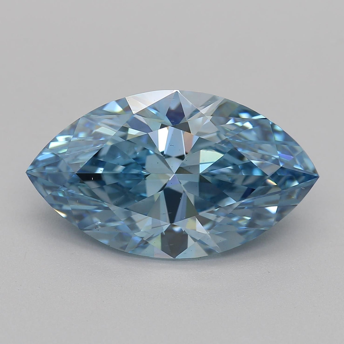 Lab-Grown Marquise Diamond - 3.08 Carats, Fancy Vivid Blue Color, VS2 Clarity - Certified by IGI - Report Number: LG563233992