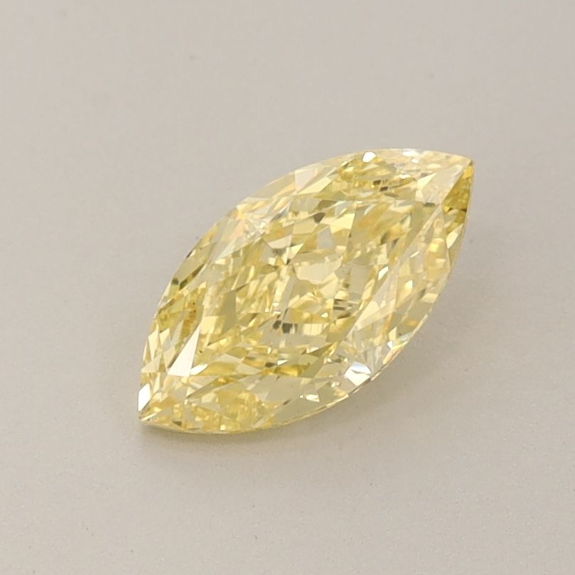Lab-Grown Marquise Diamond - 0.74 Carats, Fancy Vivid Yellow Color, VS1 Clarity - Certified by IGI - Report Number: LG649434867