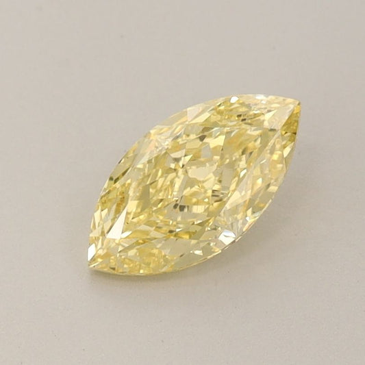Lab-Grown Marquise Diamond - 0.74 Carats, Fancy Vivid Yellow Color, VS1 Clarity - Certified by IGI - Report Number: LG649434867