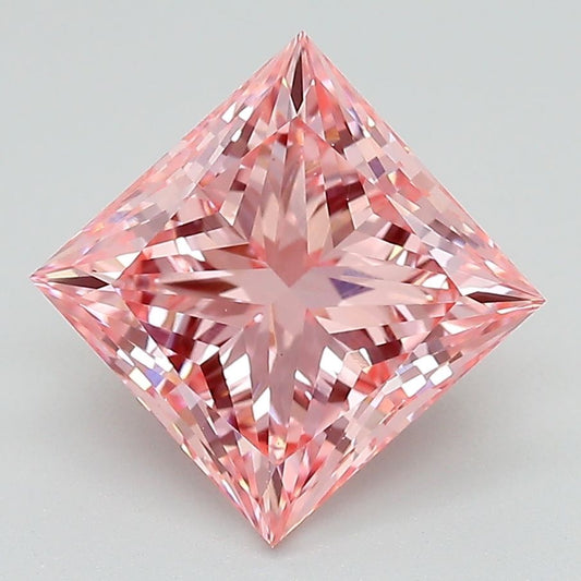 Lab-Grown Princess Diamond - 3.08 Carats, Fancy Vivid Pink Color, VS1 Clarity - Certified by IGI - Report Number: LG629434609