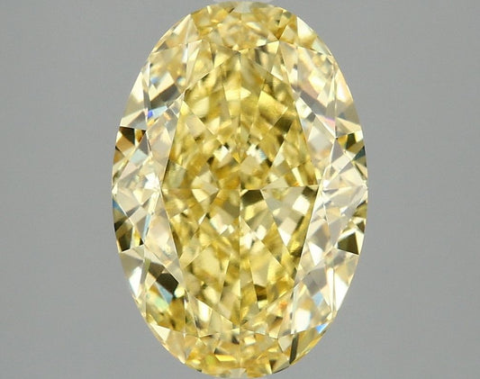 Lab-Grown Oval Diamond - 4.09 Carats, Fancy Vivid Yellow Color, VVS2 Clarity - Certified by IGI - Report Number: LG671440671