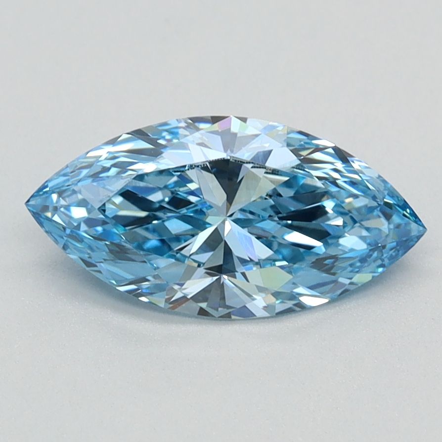 Lab-Grown Marquise Diamond - 0.92 Carats, Fancy Vivid Blue Color, VVS2 Clarity - Certified by IGI - Report Number: LG626424054